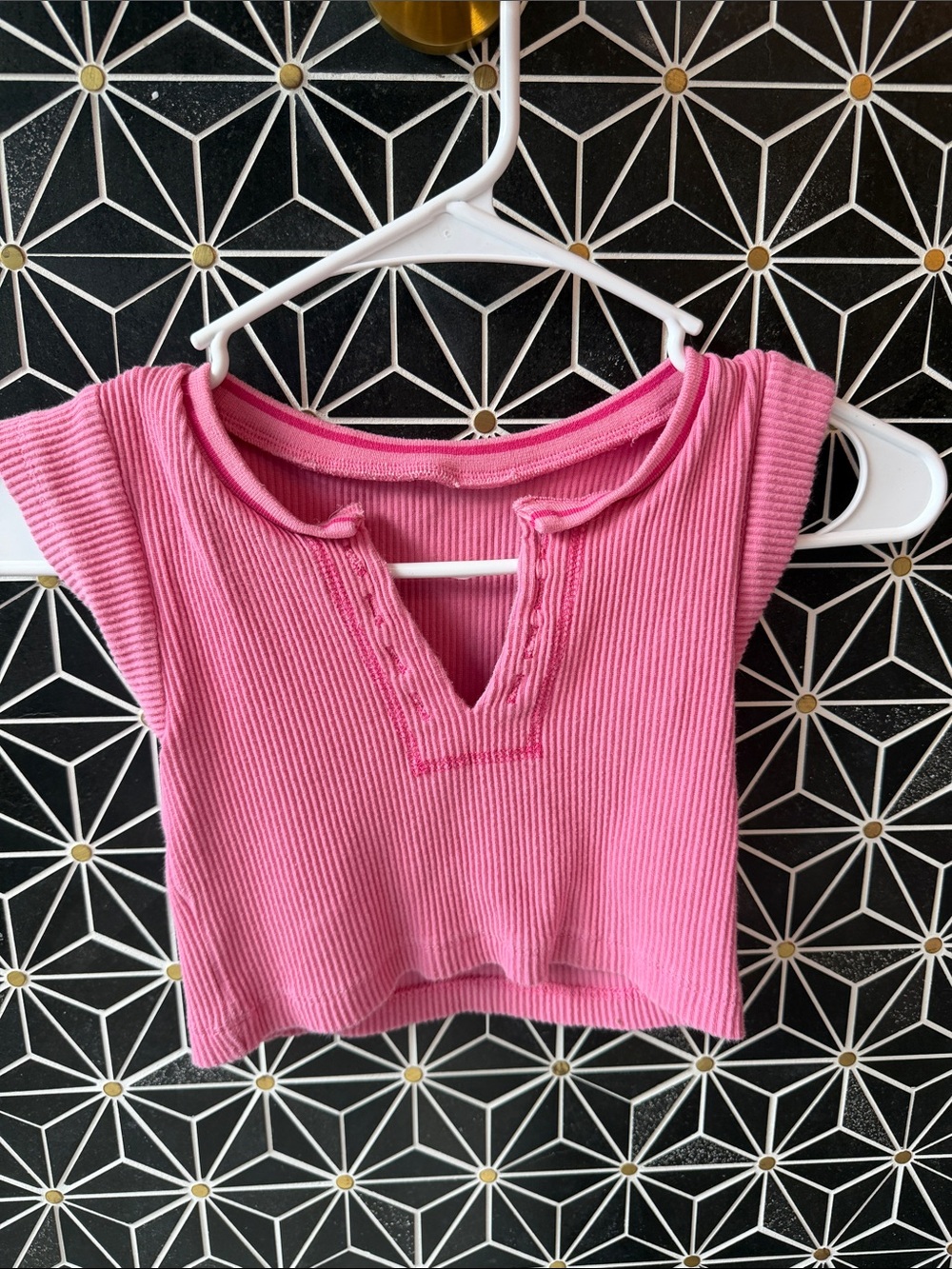 Urban Outfitters Pink Ribbed Crop Top